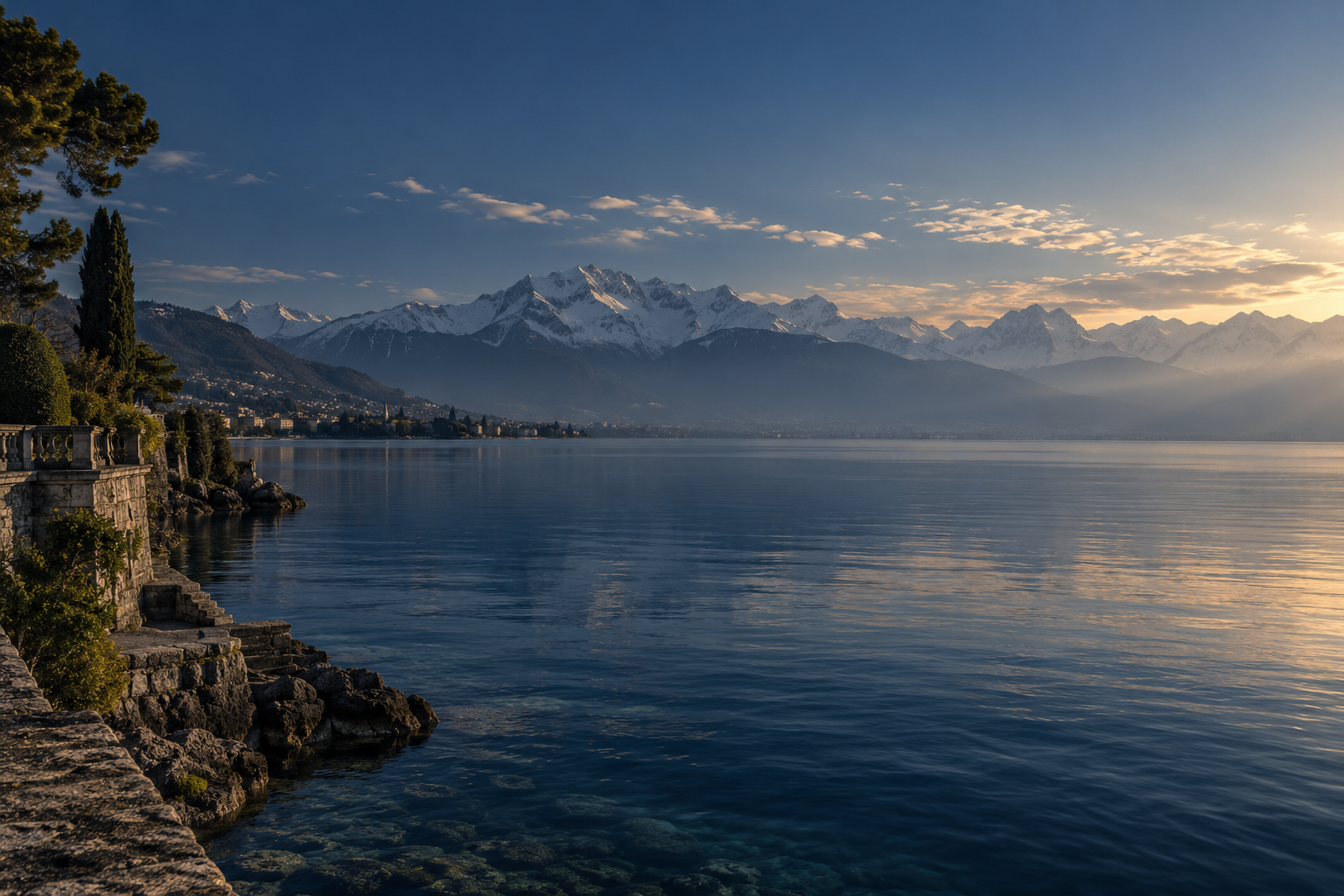 Le lac Léman et les Alpes